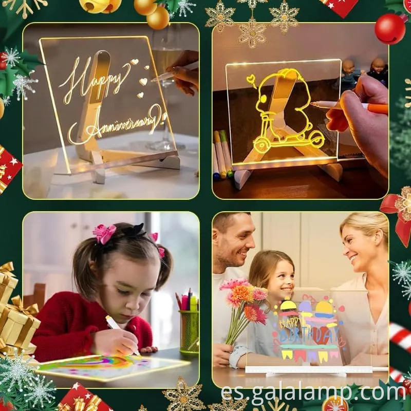 Tablero de dibujo de luz LED creativo para el tablero de mensajes de decoración del hogar